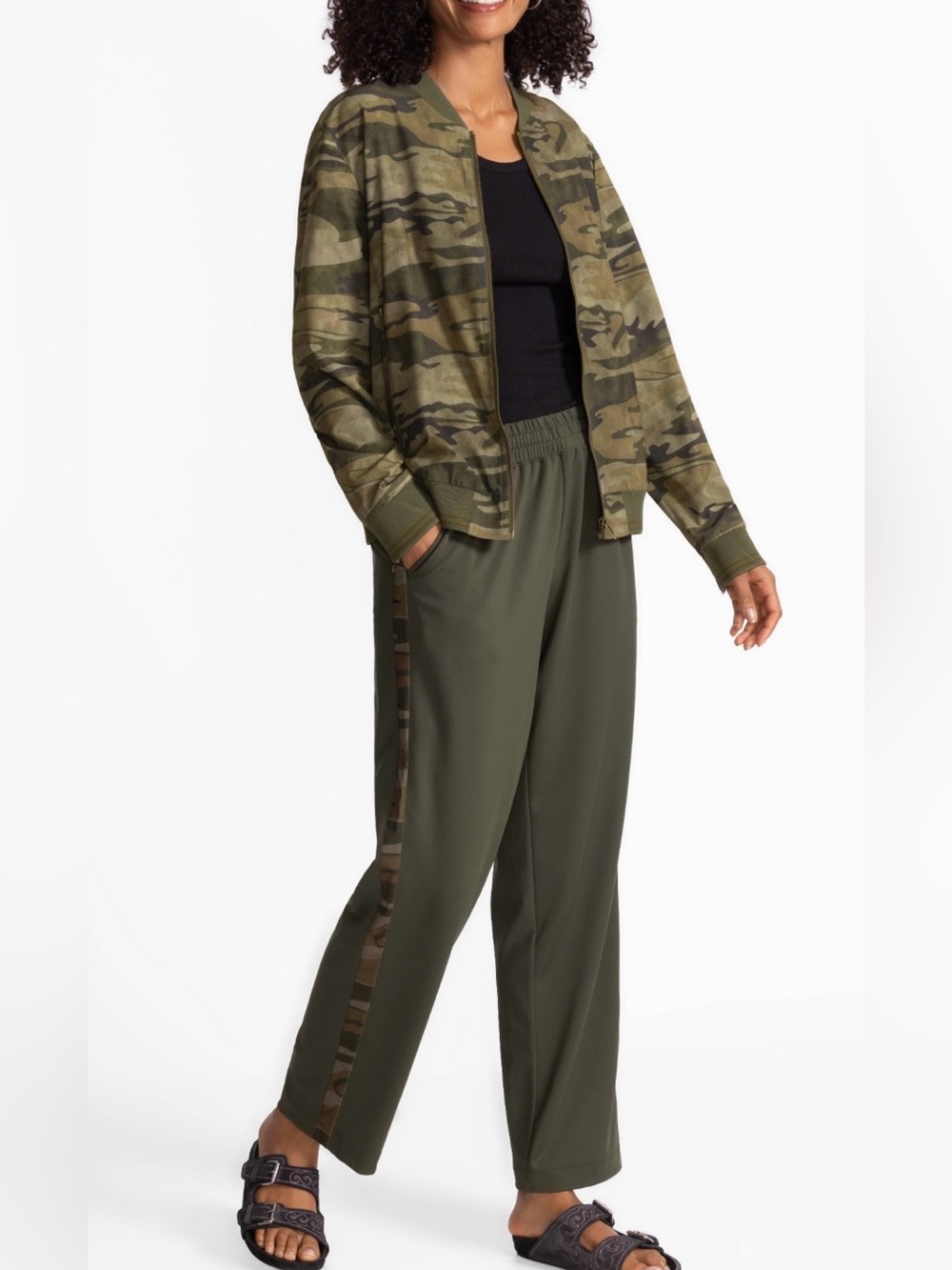 JOHNNY WAS Bee Active Tuxedo Stripe Traveler Pant